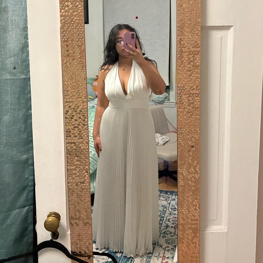 Ungaro Pedra White Halter Maxi Dress